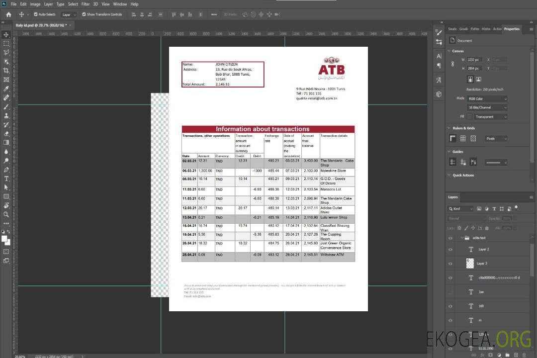 Tunisie ATB excel pdf template